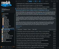 The dark theme: the article list, with one article opened